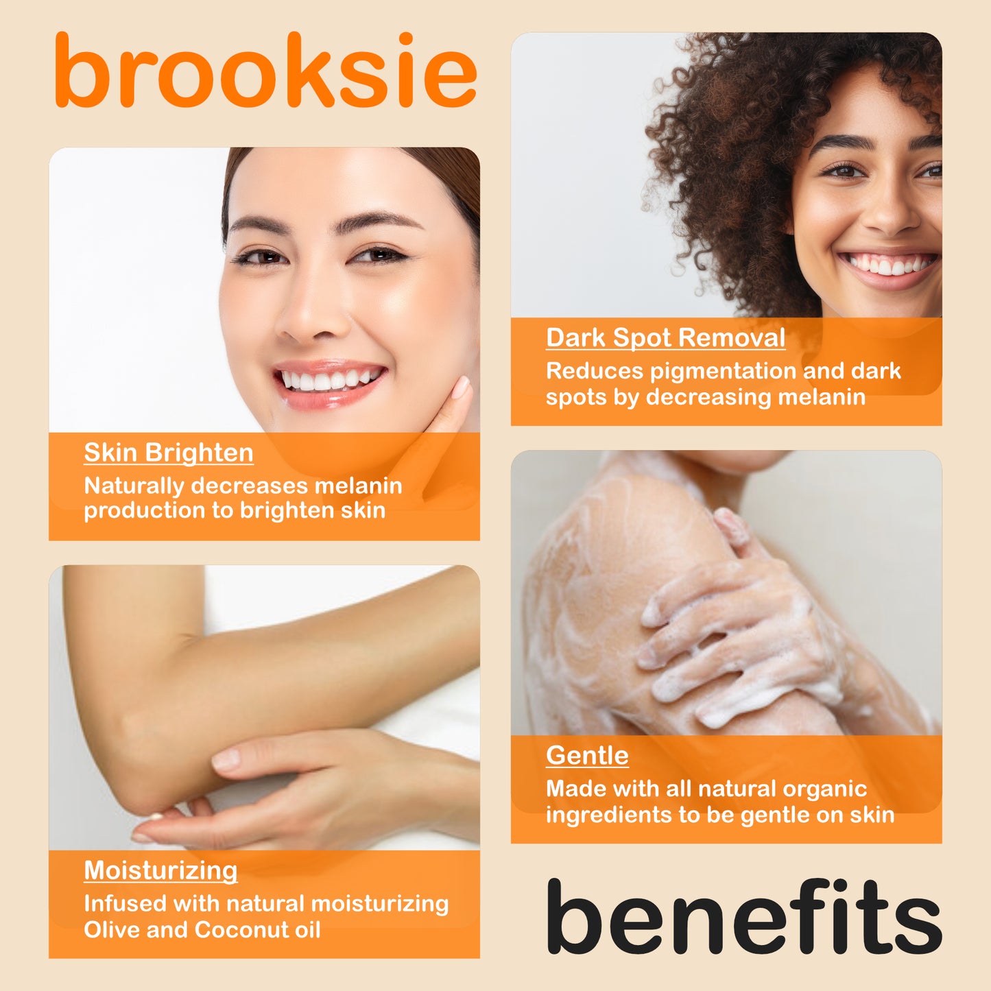 Brooksie™ 2Pk Face and Body Soap Handmade with Turmeric and Kojic Acid - Made with Natural and Organic Ingredients for All Skin Types