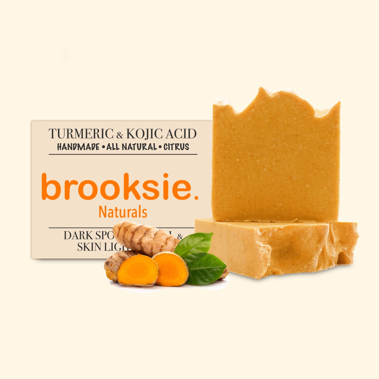 Brooksie™ 2Pk Face and Body Soap Handmade with Turmeric and Kojic Acid - Made with Natural and Organic Ingredients for All Skin Types