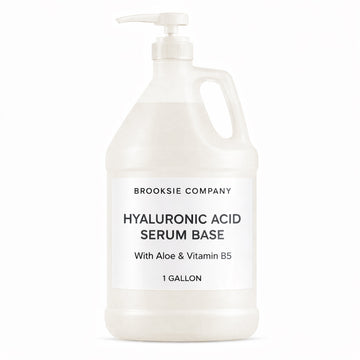 Brooksie Gallon container of hyaluronic acid serum base with a pump on a white background