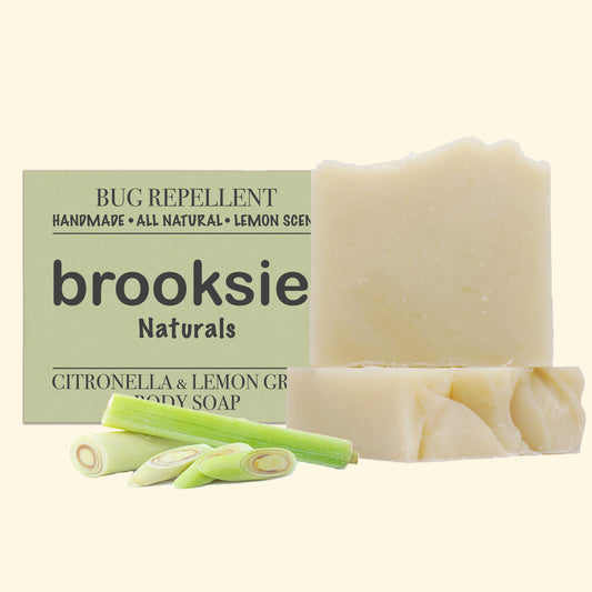 Brooksie™ Insect Repellent Body Soap 2PK Handmade with Citronella, Lemon Grass Essential Oils DEET Free. Protects against Mosquitos, Flies, and Ticks