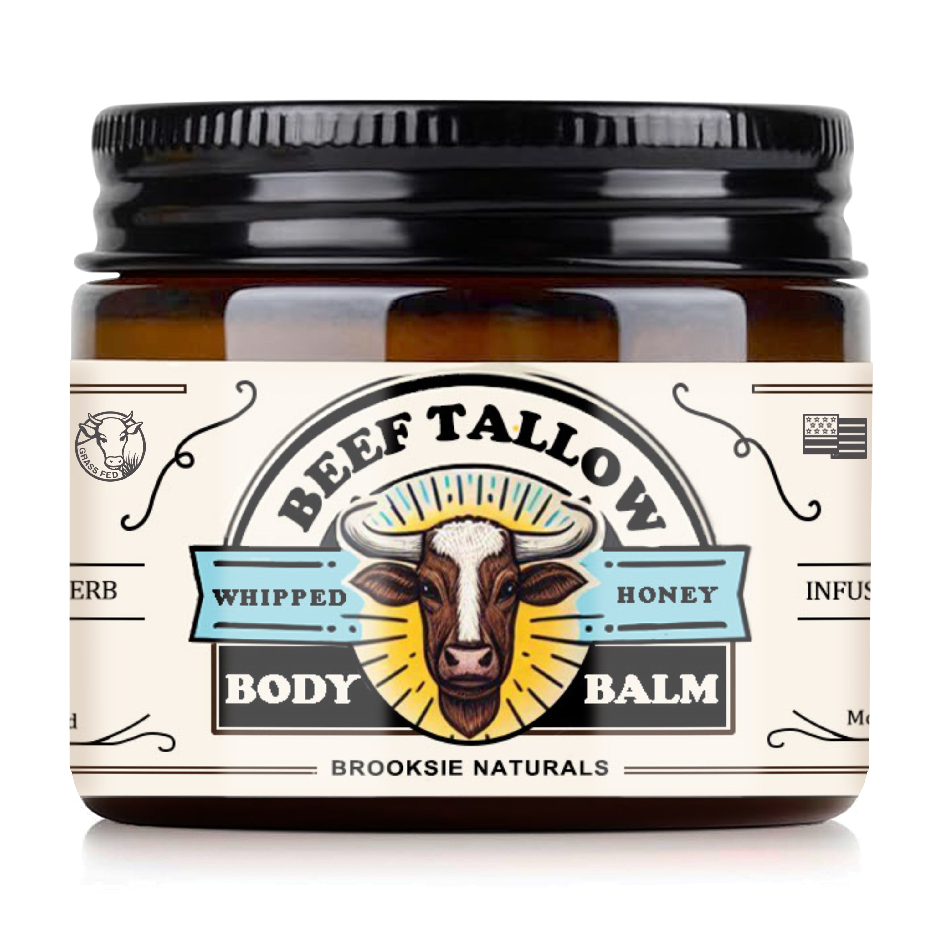 Beef Tallow and Honey Balm for Skin, Whipped 2oz, Unscented, 100% Grass Fed