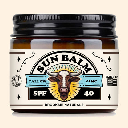 Beef Tallow Sun Balm for Skin SPF 40 - Moisturizer Cream - 100% Grass Fed Whipped Beef Tallow   - Unscented - 2 oz